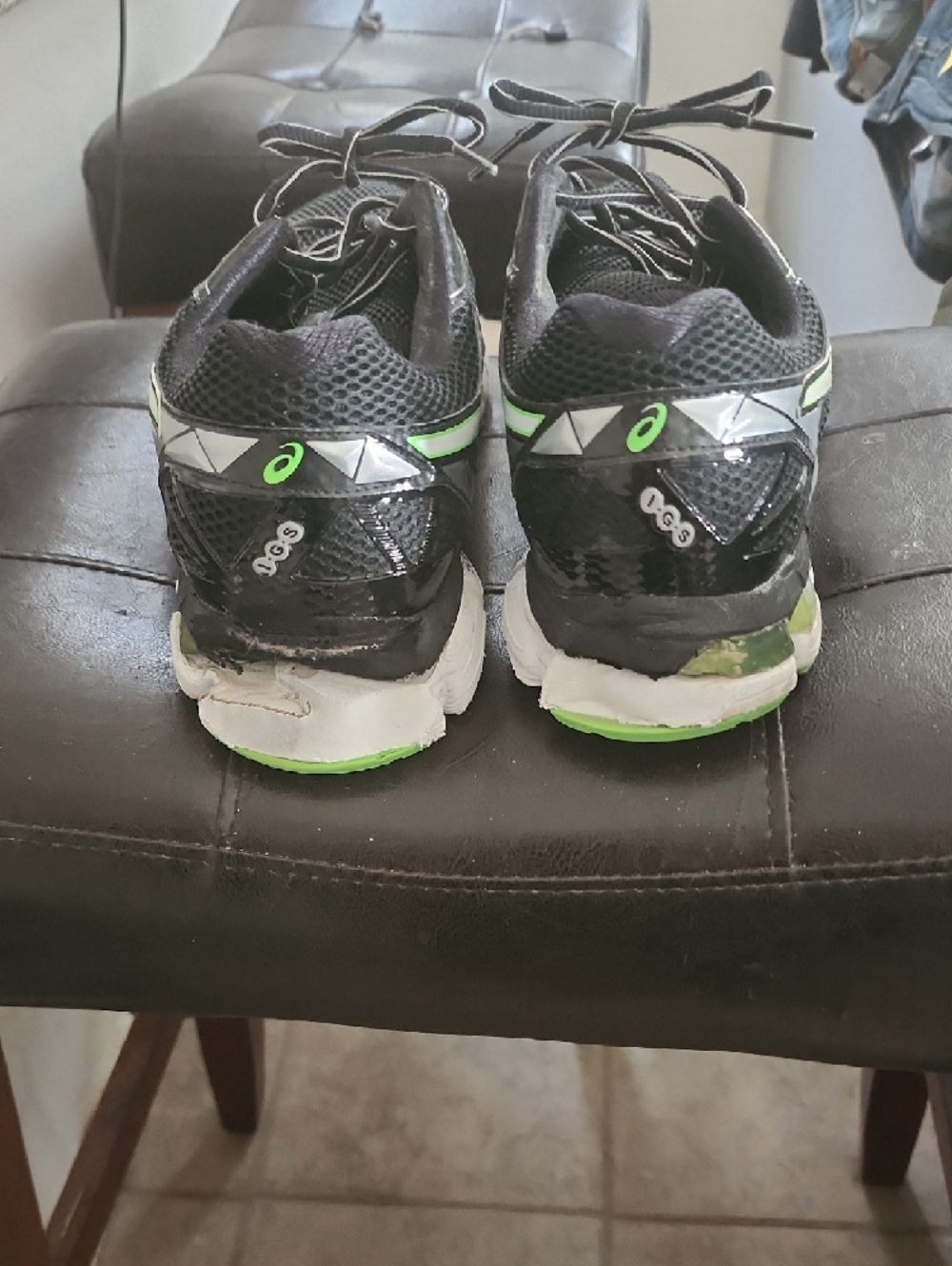 Asics Black and Neon Green Men's Running Sneakers - Picture 2 of 3